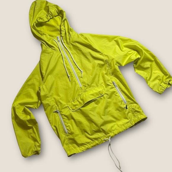 American Eagle Neon Yellow Windbreaker Jacket Women’s Small Zip Pockets Y2K W06 - Picture 1 of 6